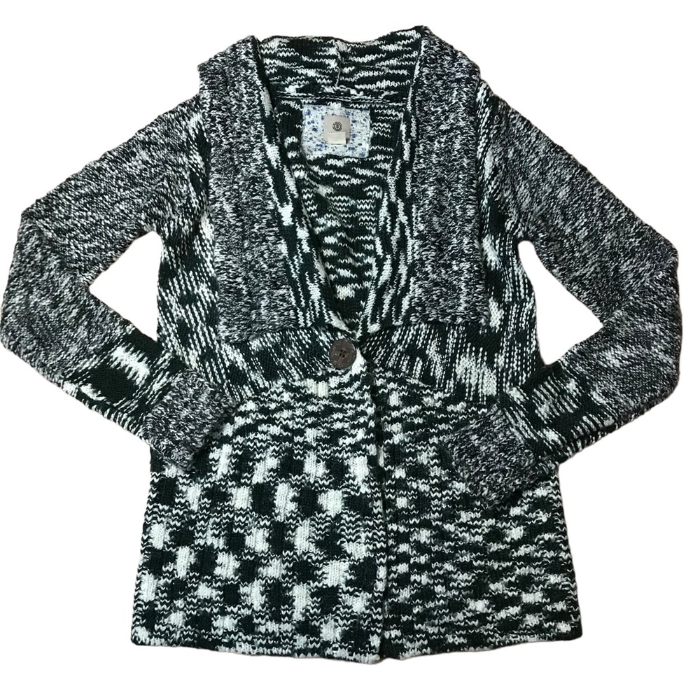 Element Black White Knit Snap Down Cardigan Sweater - Women’s Medium